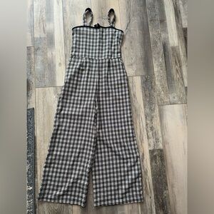A&F Checked Strapless Wide-Leg Jumpsuit - Black & White